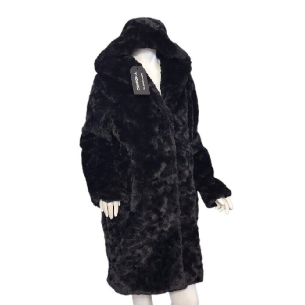 Coalition LA Hooded Faux Fur Snap Coat With Pockets - Picture 2 of 15